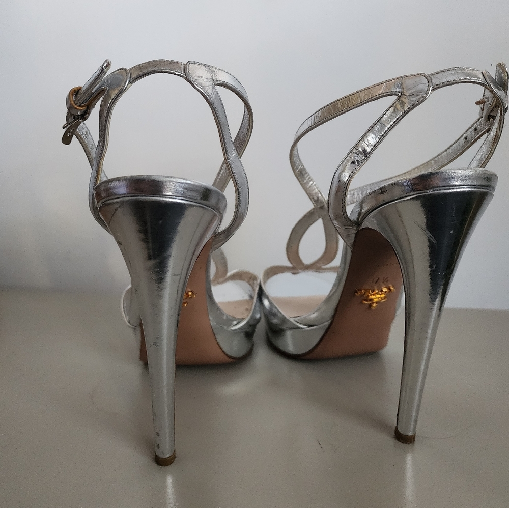 Metallic Leather Platform Sandals - Picture 10 of 13